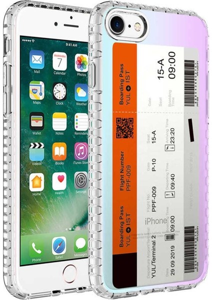 Apple iPhone Se 2020 Kılıf Airbag Kenarlı Renkli Desenli Elegans Silikon