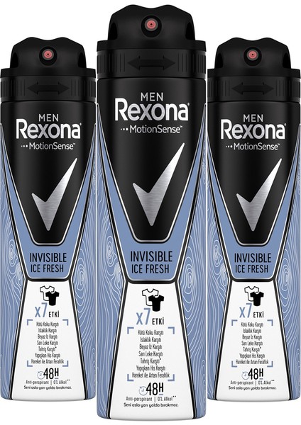 Erkek Deodorant Sprey Invisible Ice Fresh 150 ML x3