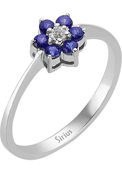 Safir ve Pırlanta Taşlı Papatya Yüzük 0401R0030 fırsatları