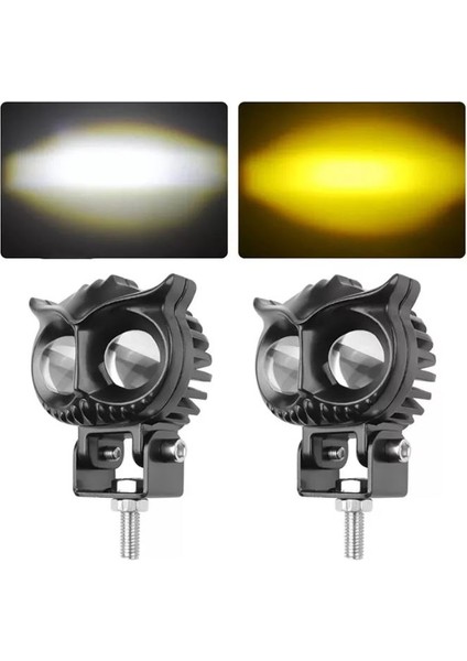 2.5 Inç Motosiklet Far LED Spot Beyaz Sarı Sürüş Lambası Iki Renk Baykuş Farlar 12V-20V modelleri