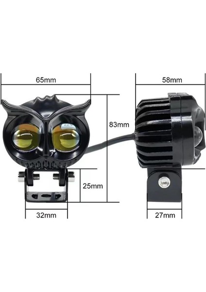 2.5 Inç Motosiklet Far LED Spot Beyaz Sarı Sürüş Lambası Iki Renk Baykuş Farlar 12V-20V fırsatları