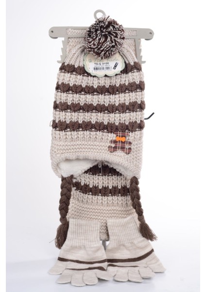 4-8 Yaş 3'lu Cocuk Atkı Bere Eldiven Set