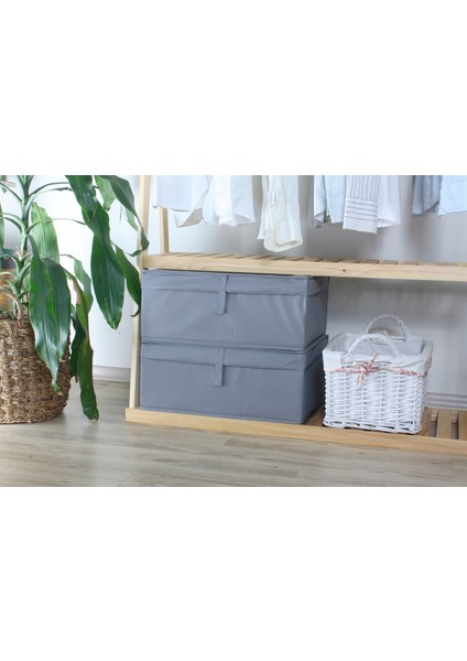 2 Adet Kapaklı Çok Amaçlı Baza Altı Hurç ( Çamaşır-Saklama-Düzenleme Vb. ) Düzenleyici, KUTU50X40X19