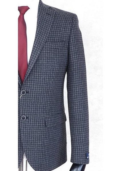 Yünlü Erkek Regular Fit Mono Yaka Gri Drop 6 Tek Ceket