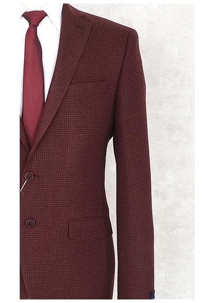 Yünlü Erkek Regular Fit Mono Yaka Bordo Drop 6 Tek Ceket fiyatları