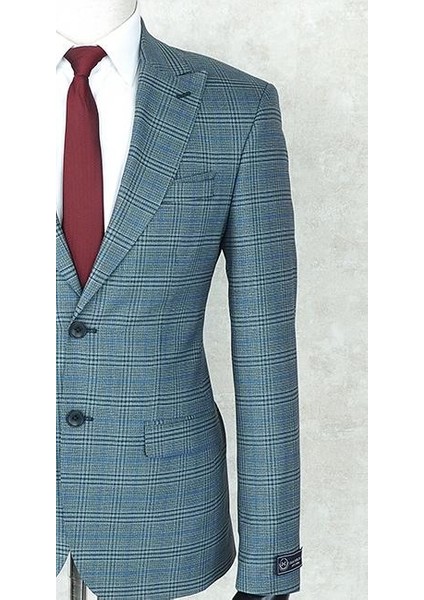 Erkek Slim Fit Sivri Yaka Yeşil Drop 6 Ceket