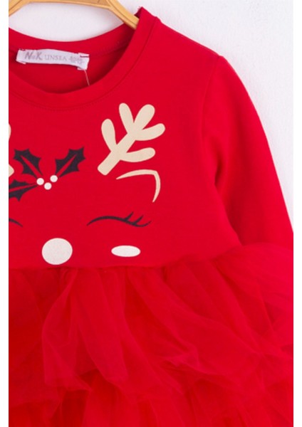 Kız Bebek Geyikli Tütü Etekli Elbise 73604 Kırmızı fiyatları