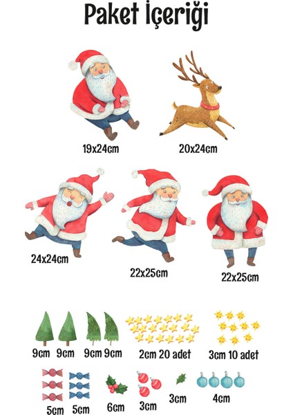 Sevimli Noel Babalar Yılbaşı Süsleme Bebek Çocuk Odası Sticker Seti Yeniyıl fırsatları