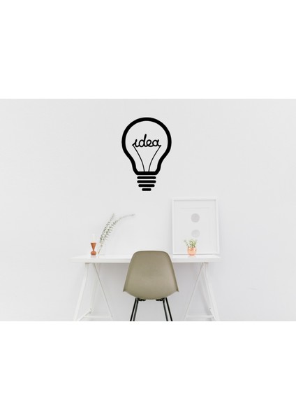 El Yazısı ile Kalın Font Idea Fikir Duvar Yazısı Sticker 60X37CM - Siyah