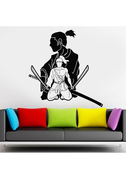 Samurai Dövüş Sanatları Anime Manga Karikatür Duvar Stickerı, Oturma Odası Sticker,