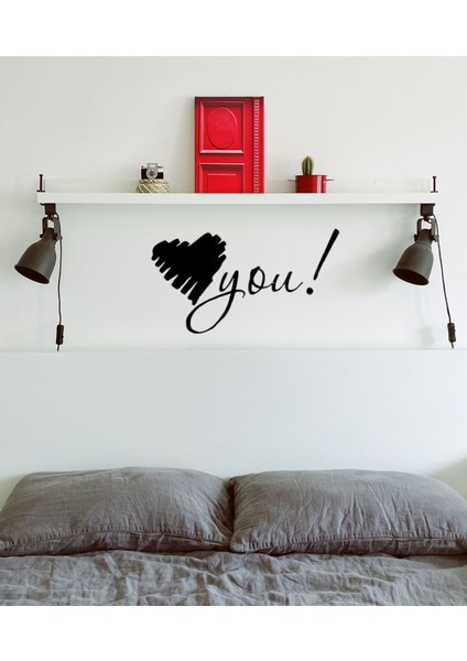 Kalp Şekli ve You Yazısı Duvar Sticker, Ev Dekorasyonu,ofis Sticker, Oturma Odası Sticker 60X33CM