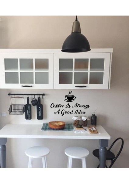 Coffee Is Always A Good Idea Duvar Yazısı Sticker 60X37CM - Siyah fırsatları