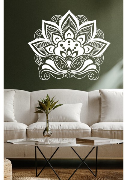 Çiçek Çıkartması, Ev Dekorasyonu, Oturma Odası Dekoru, Mehndi Tarzı, Duvar Stickerı