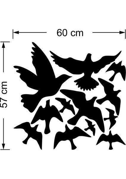 Kuş Sürüsü Uçuşan Kuşlar Serisi Duvar Duvar Sticker Yapıştırma - Siyah modelleri