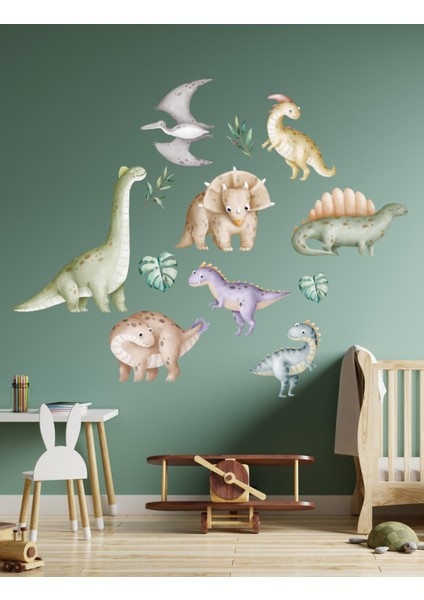 Dinazorlar Seti Çocuk Odası Duvar Sticker, Bebek Odası Duvar Sticker, Duvar Dekoru