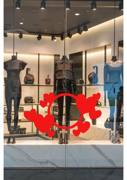 14 Şubat Sevgililer Günü Yuvarlak Üstünde Kalp Sticker 60 cm