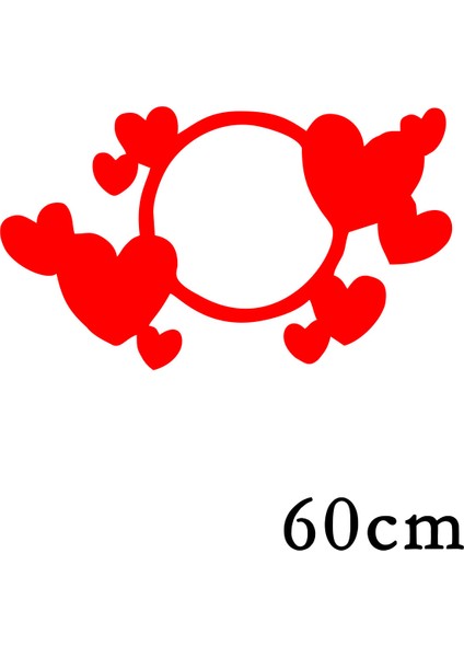 14 Şubat Sevgililer Günü Yuvarlak Üstünde Kalp Sticker 60 cm fiyatları