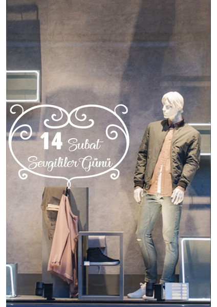 14 Şubat Sevgililer Günü Motif Desenli Kalp 60 cm Sticker