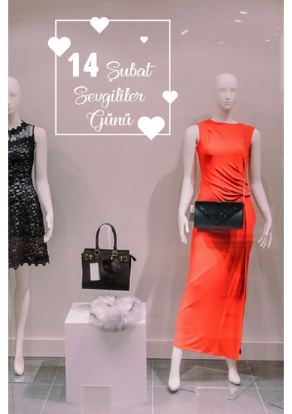 14 Şubat Sevgililer Günü Kare Üstünde Kalp 60 cm Sticker