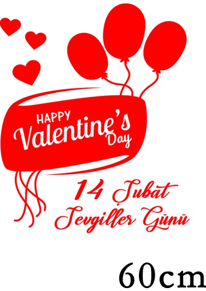 Sevgililer Günü Için Uçan Balonlar ve Kalpler 60 cm Sticker fiyatları