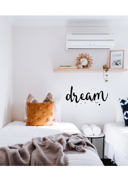 El Yazısı ile Yazılmış Dream Yazısı Duvar Sticker, Ev Dekorasyonu, Ofis Sticker, Oturma Odası Sticker 60X33 cm - Siyah