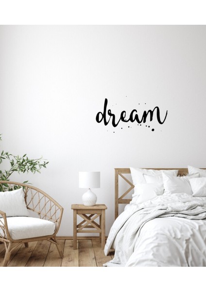 El Yazısı ile Yazılmış Dream Yazısı Duvar Sticker, Ev Dekorasyonu, Ofis Sticker, Oturma Odası Sticker 60X33 cm - Siyah modelleri