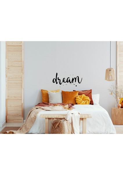 El Yazısı ile Yazılmış Dream Yazısı Duvar Sticker, Ev Dekorasyonu, Ofis Sticker, Oturma Odası Sticker 60X33 cm - Siyah indirimleri