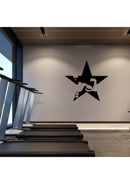 Yıldız ve Kaslı Adam Sticker - Spor Salonu Dekoru, Spor Çıkartması, Motivasyon Çıkartması, fiyatları