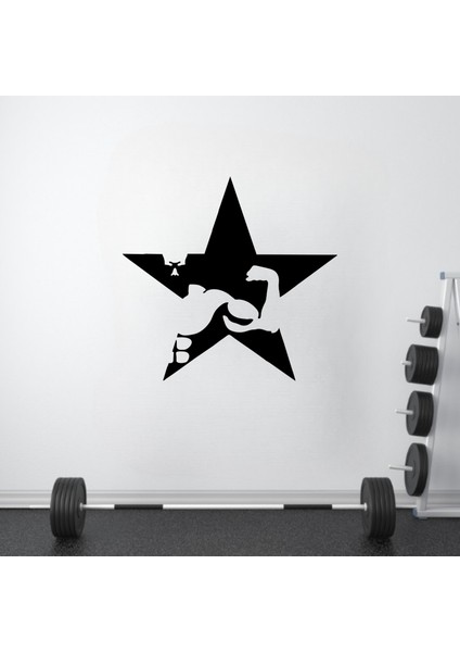 Yıldız ve Kaslı Adam Sticker - Spor Salonu Dekoru, Spor Çıkartması, Motivasyon Çıkartması, modelleri