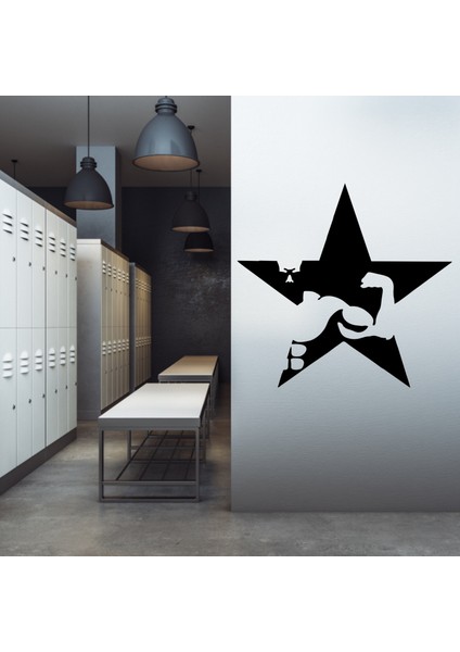 Yıldız ve Kaslı Adam Sticker - Spor Salonu Dekoru, Spor Çıkartması, Motivasyon Çıkartması, fırsatları