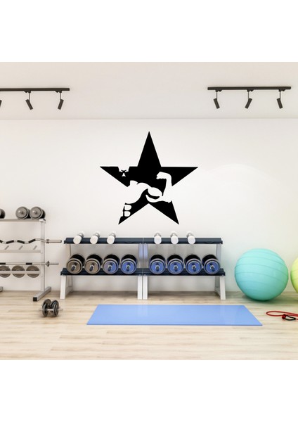 Yıldız ve Kaslı Adam Sticker - Spor Salonu Dekoru, Spor Çıkartması, Motivasyon Çıkartması, indirimleri