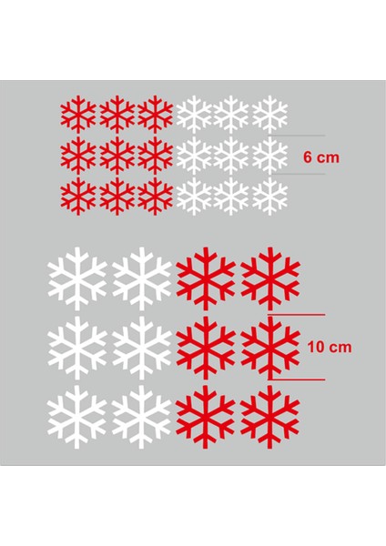 40 Adet Küçük Büyük Kırmızı Beyaz Kar Taneleri Yılbaşı Vitrin Sticker modelleri