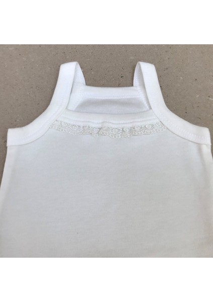 Ip Askılı Yakası Fistolu (Dantelli) Çıtçıtlı Badi Beyaz Renk 5'li Paket 3-48 Ay Arası fırsatları