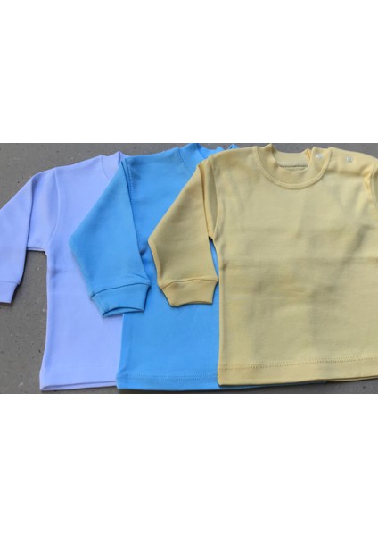 Üst Badi Uzun Kol (3 Lu Paket) (Beyaz,mavi,sarı)