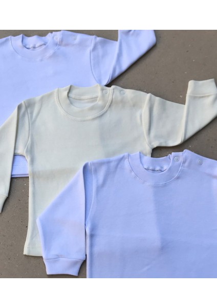 Üst Badi Uzun Kol (3 Lu Paket) (Beyaz,krem,beyaz) 0-24 Ay Arası fırsatları