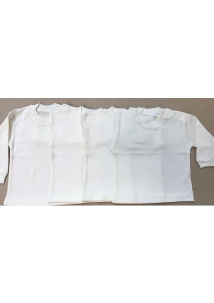 Uzun Kollu Bebek Üst Badi (4 Lü Paket) Krem Renk 0-24 Ay Arası