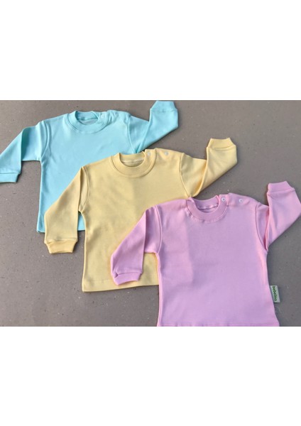 Uzun Kollu Bebek Üst Badi (3 Lü Paket) (Suyeşili,sarı,pembe) 0-24 Ay Arası