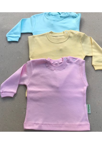 Uzun Kollu Bebek Üst Badi (3 Lü Paket) (Suyeşili,sarı,pembe) 0-24 Ay Arası