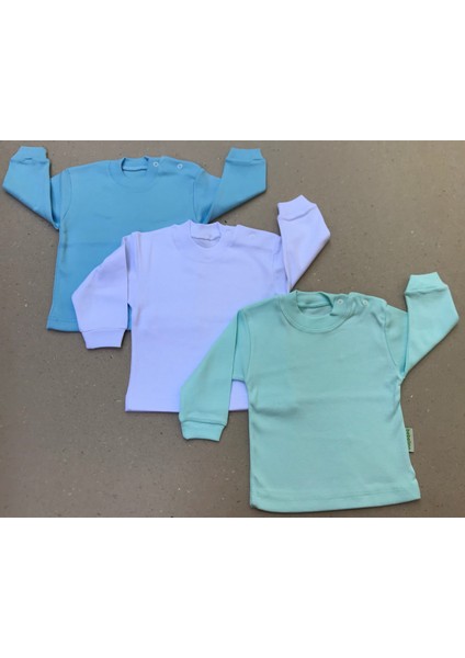 Uzun Kollu Bebek Üst Badi (3 Lü Paket) (Mavi,beyaz,yeşil) 0-24 Ay Arası fiyatları