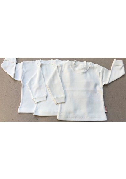 Uzun Kollu Bebek Üst Badi (3 Lü Paket) Krem Renk 0-24 Ay Arası