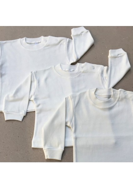 Uzun Kollu Bebek Üst Badi (3 Lü Paket) Krem Renk 0-24 Ay Arası