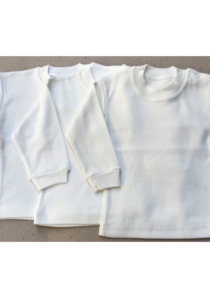 Uzun Kollu Bebek Üst Badi (3 Lü Paket) Krem Renk 0-24 Ay Arası