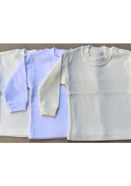 Üst Badi Uzun Kol (3 Lu Paket) (Krem,beyaz,krem) 0-24 Ay Arası modelleri
