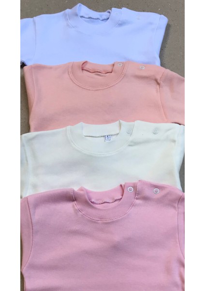 Uzun Kollu Bebek Üst Badi (4 Lü Paket) (Beyaz,pembe,krem,somon) 0-24 Ay Arası modelleri