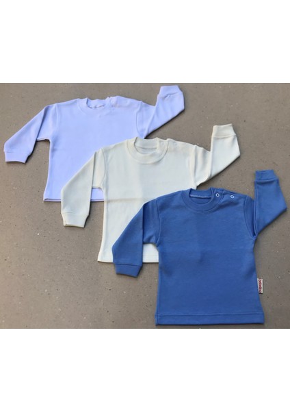 Uzun Kollu Bebek Üst Badi (3 Lü Paket) (Beyaz,koyumavi,krem) 0-24 Ay Arası fiyatları