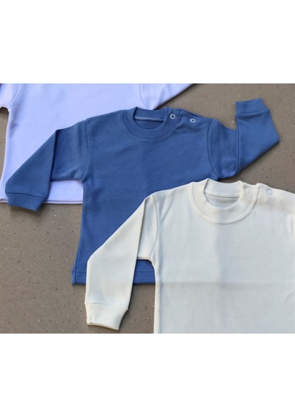 Uzun Kollu Bebek Üst Badi (3 Lü Paket) (Beyaz,koyumavi,krem) 0-24 Ay Arası modelleri