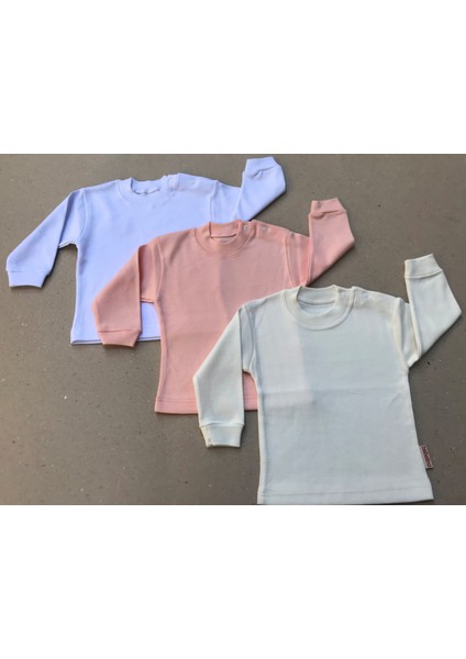 Uzun Kollu Bebek Üst Badi (3 Lü Paket) (Beyaz,somon,krem) 0-24 Ay Arası fiyatları