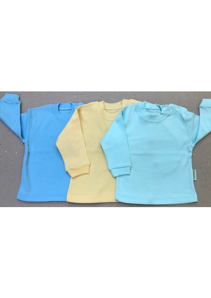 Uzun Kollu Bebek Üst Badi (3 Lü Paket ) (Mavi,sarı,suyeşil) 0-24 Ay Arası