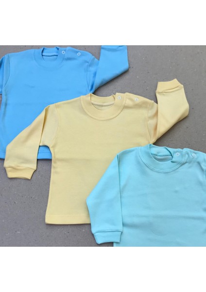 Uzun Kollu Bebek Üst Badi (3 Lü Paket ) (Mavi,sarı,suyeşil) 0-24 Ay Arası modelleri