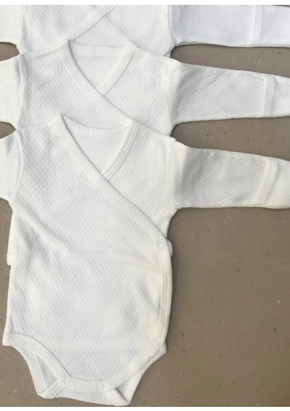 Uzun Kollu Kendinden Eldivenli Çıtçıtlı Beyaz Renk Kruvaze Badi (5 Li Paket) fiyatları